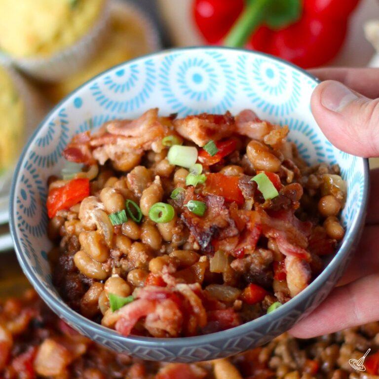 Bowl of Baked Bean with Ground Beef.