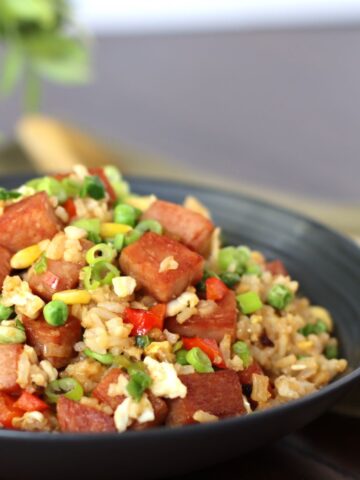 Spam Fried Rice in a bowl.
