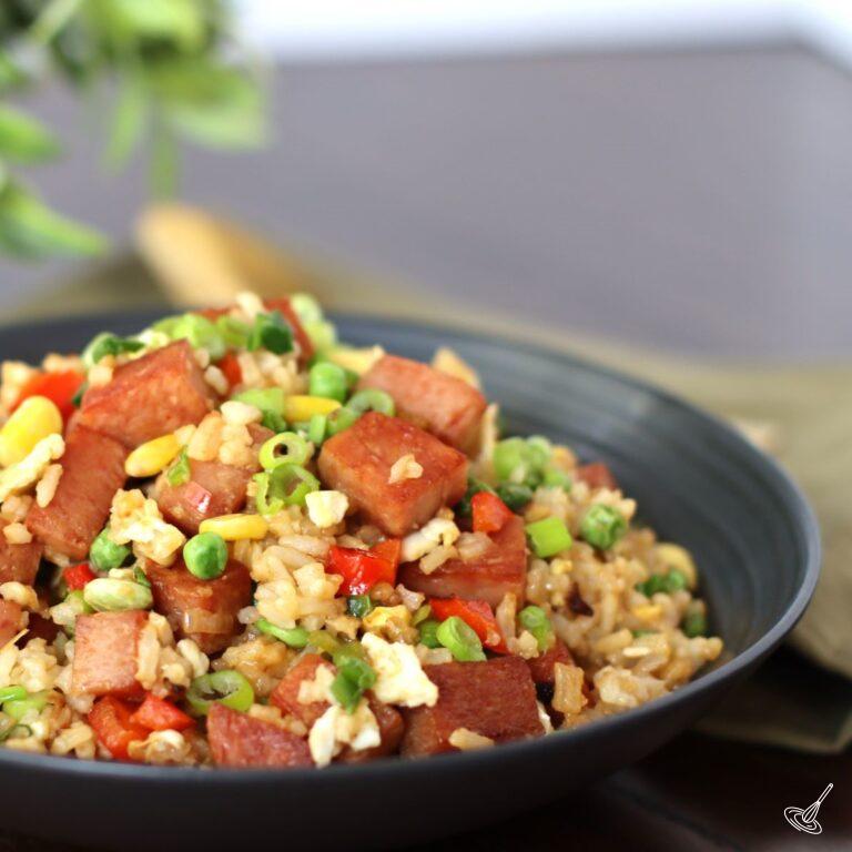 Spam Fried Rice in a bowl.