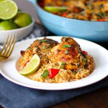 Cilantro Lime Chicken and Rice on a plate.