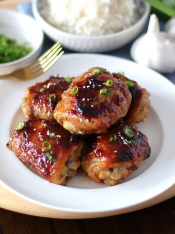 Baked Teriyaki Chicken Thighs on a plate.