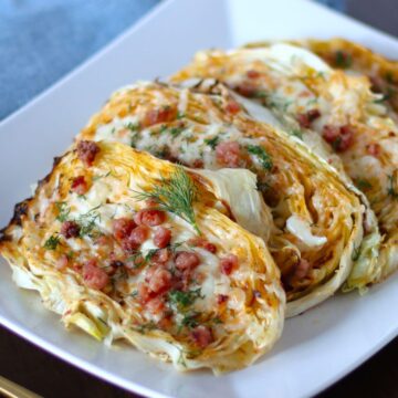 Cheesy Cabbage Steak on a plate.