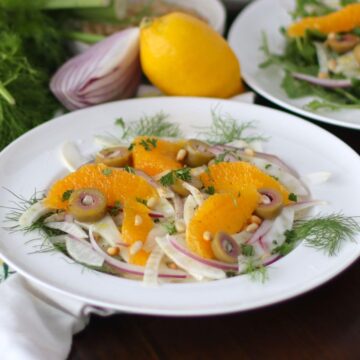Sicilian Salad on a white place.