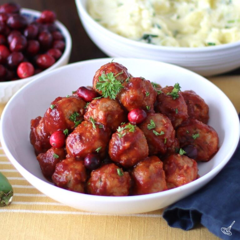 Jalapeno Cranberry Meatballs in a bowl.
