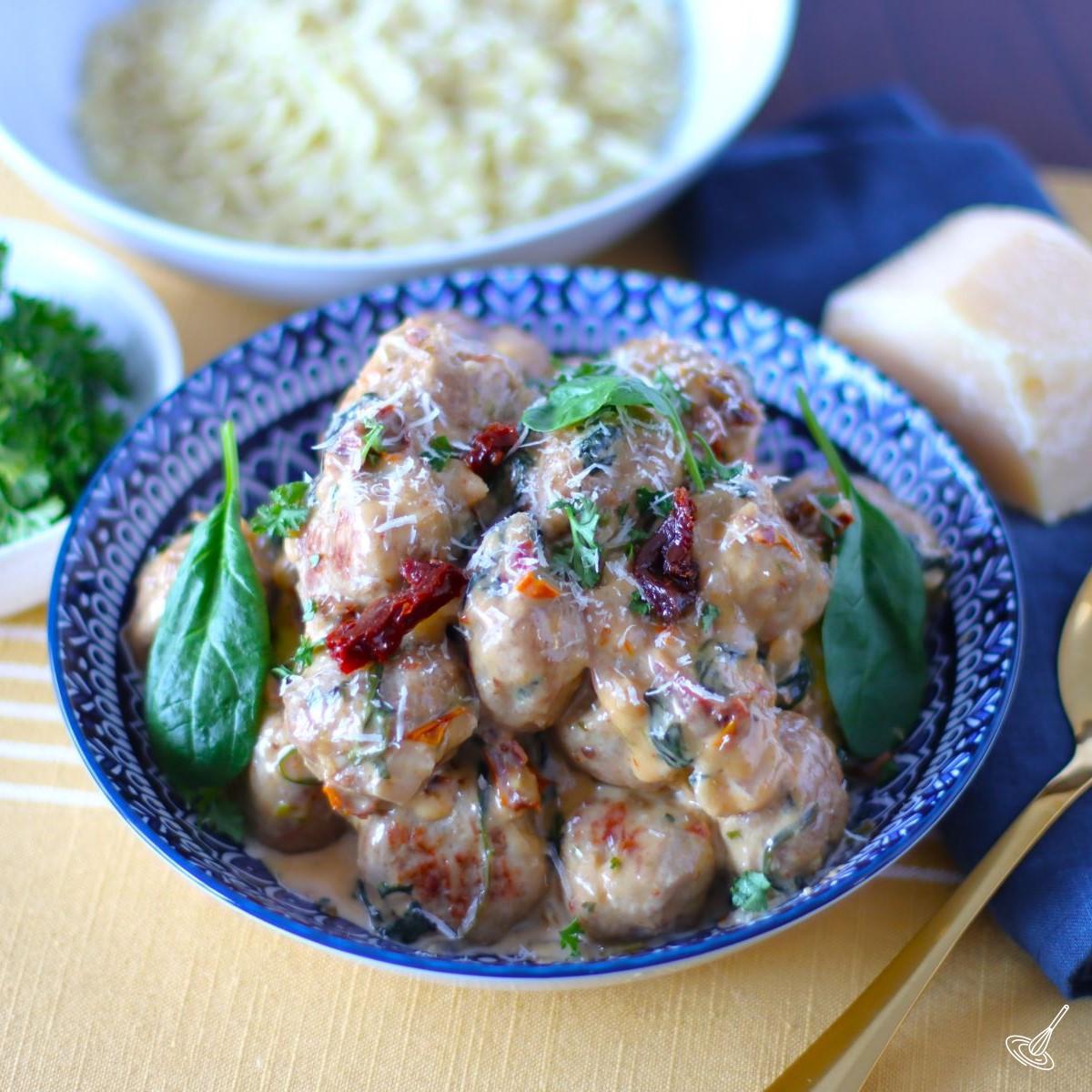 Creamy Spinach Turkey Meatballs French Kiss Cook