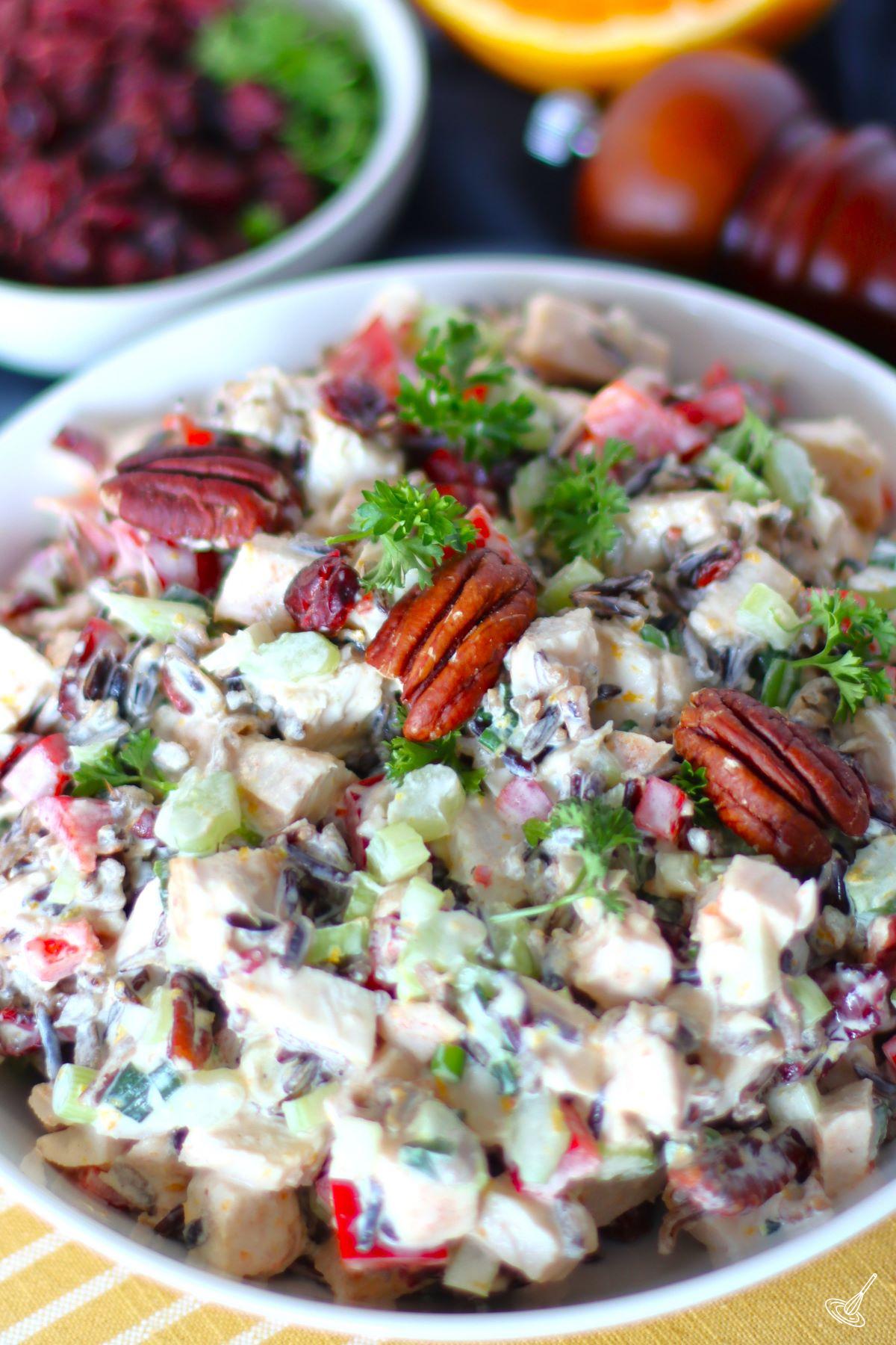 Chicken Wild Rice Salad in a bowl. 