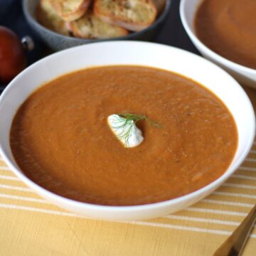 Tomato Fennel Soup in a bowl.