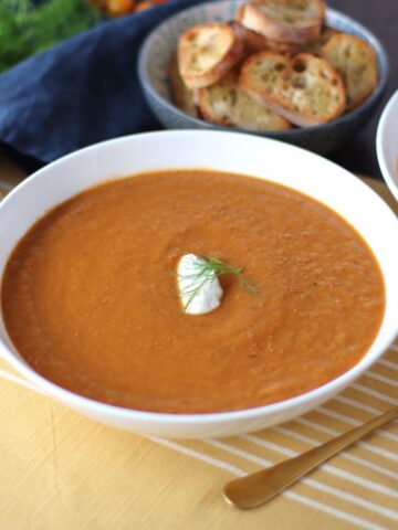 Tomato Fennel Soup in a bowl.
