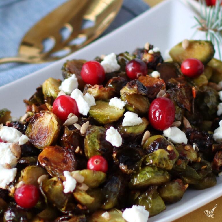 Hot Honey Brussel Spouts on a dish.