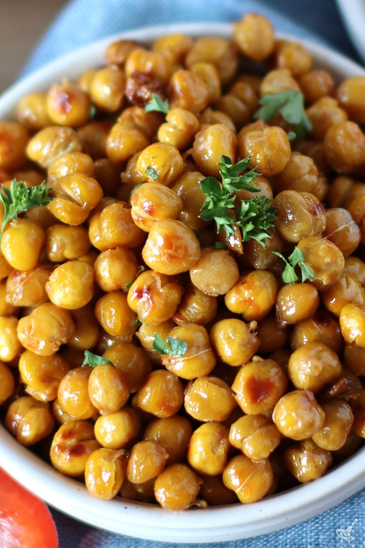 Honey Roasted Chickpeas in a bowl. 