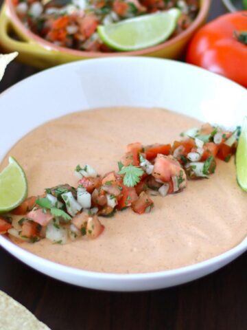 Cottage Cheese Queso in a large bowl.