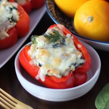 Spanakopita Stuffed Pepper in a bowl.