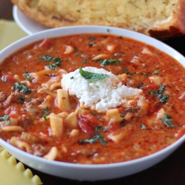 Large bowl of Lasagna Soup