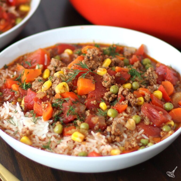Beef and Rice Soup in a bowl.