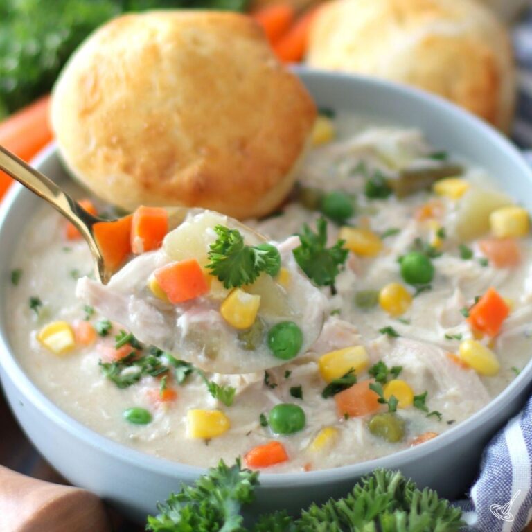 Crustless Chicken Pot Pie in a bowl.