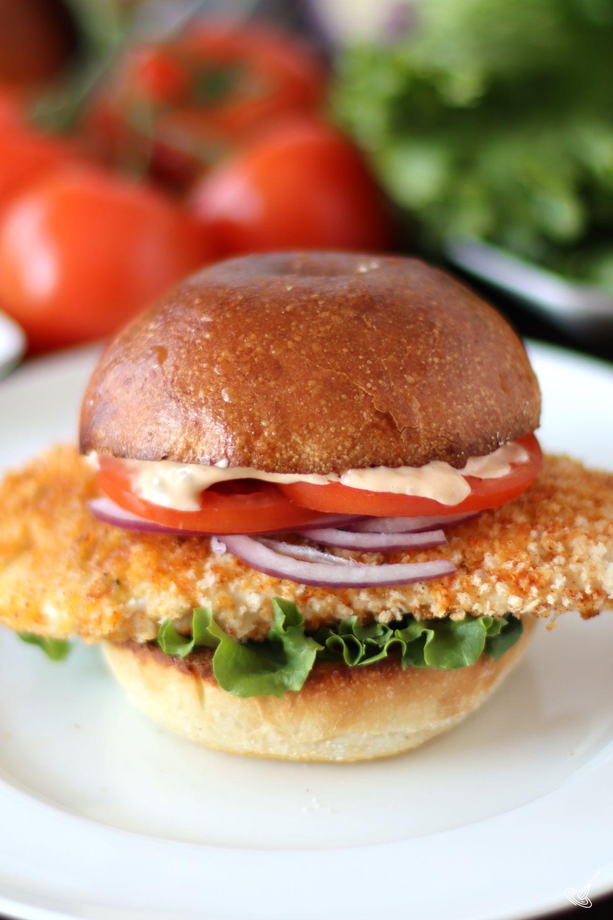 Crispy Cajun Chicken Sandwich on a plate.