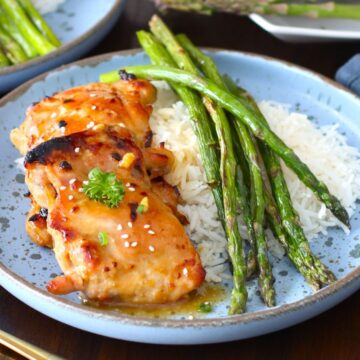 Sheet Pan Miso Honey Chicken and Asparagus