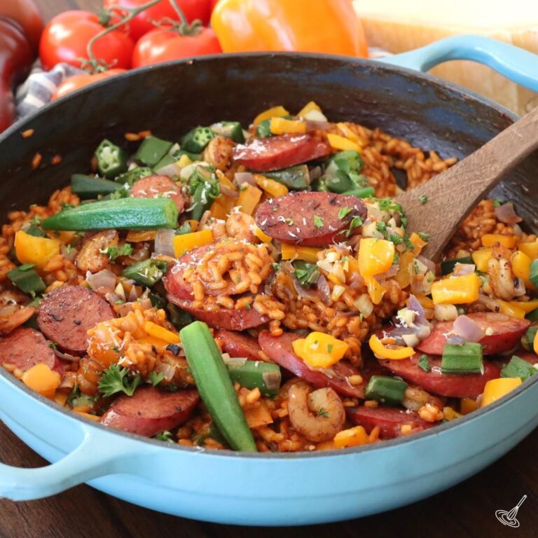 Cajun Risotto in a skillet.