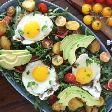 Arugula Breakfast Salad on a platter.