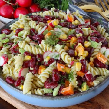Pasta Salad with Kidney Beans in a bowl.