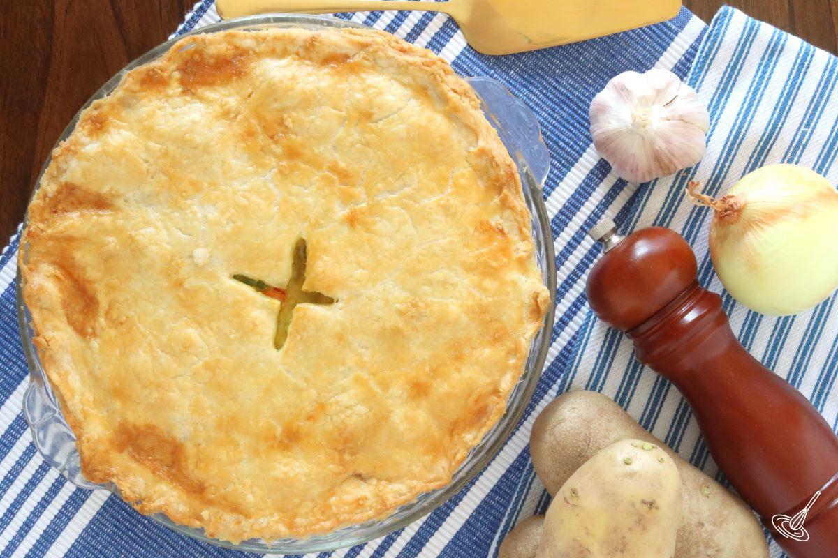 A baked Curry Pot Pie on a table. 