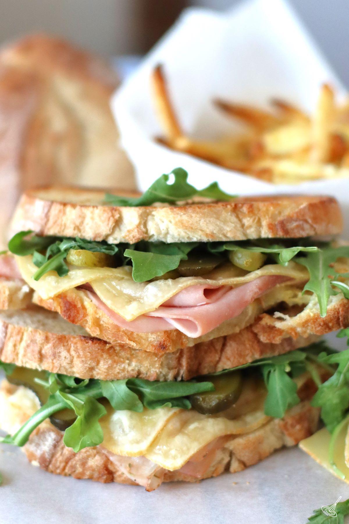 Raclette Sandwich on a plate. 