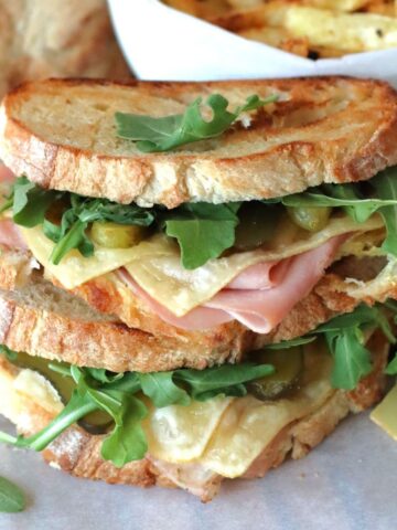 Raclette Sandwich on a plate.