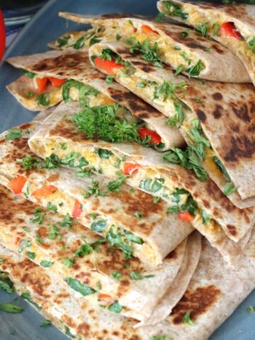 Chicken Spinach Quesadilla on a platter.