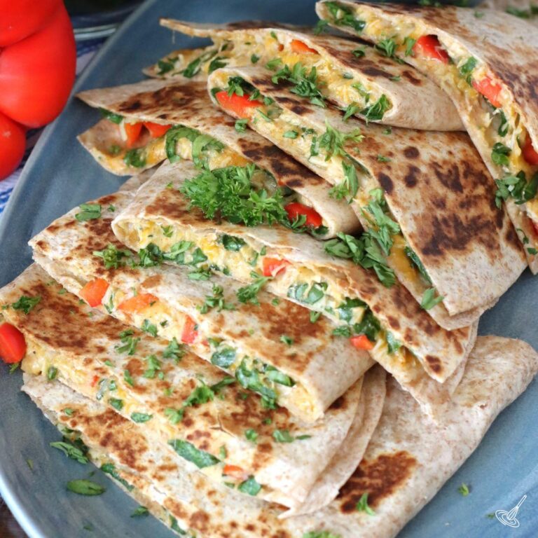 Chicken Spinach Quesadilla on a platter.