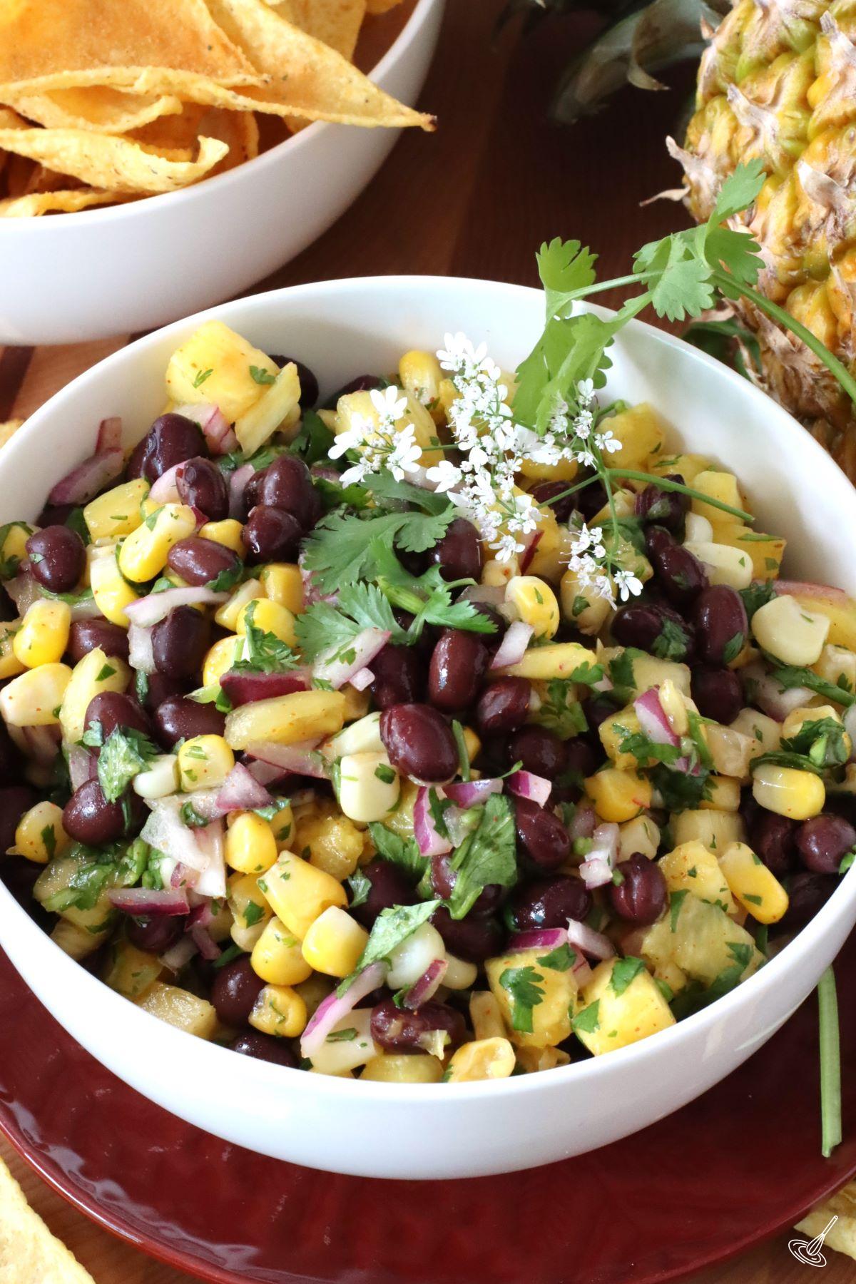 Pineapple Corn Salsa in a serving bowl.