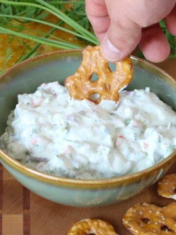 Garden Vegetable Cream Cheese in a serving bowl