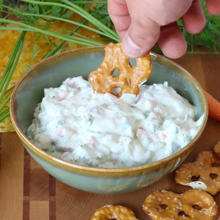 Garden Vegetable Cream Cheese in a serving bowl