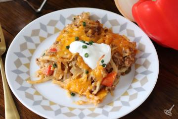 Taco Hashbrown Casserole on a plate.