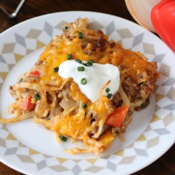 Taco Hashbrown Casserole on a plate.