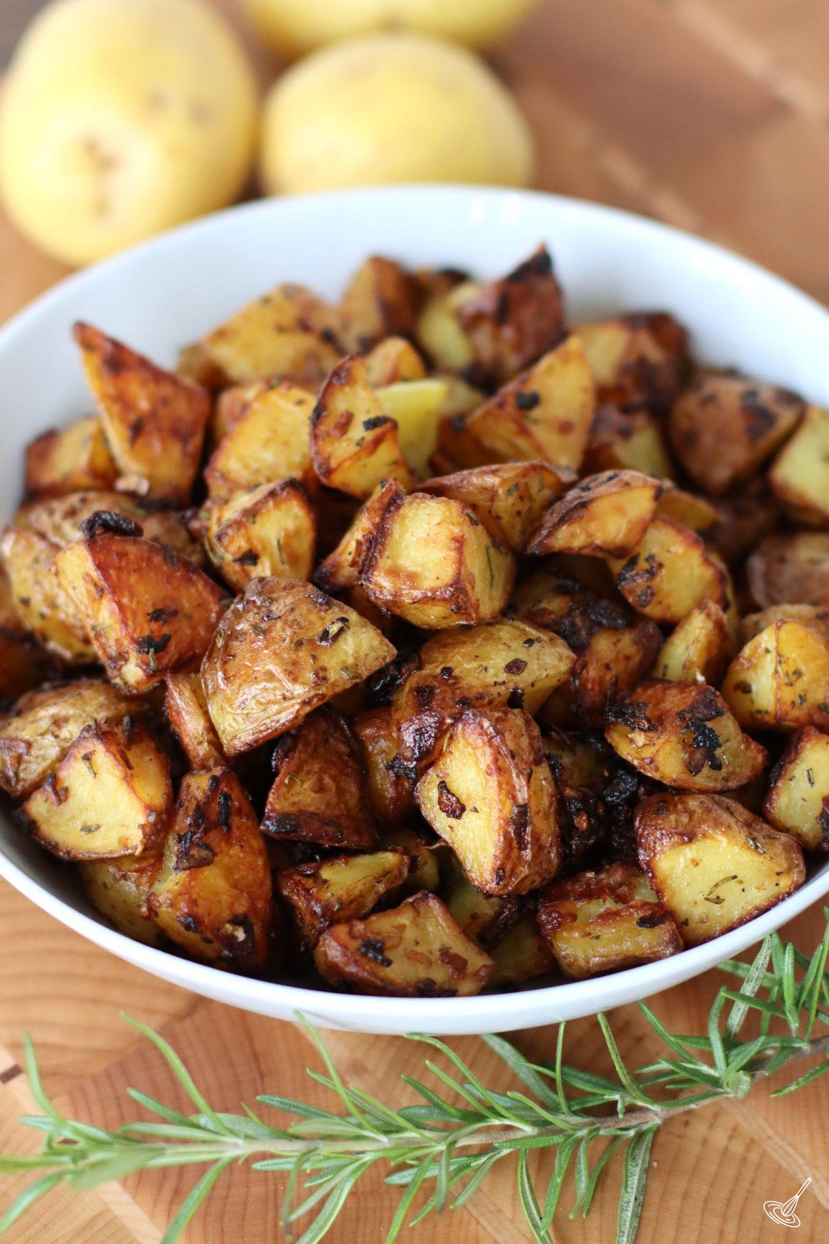 Roasted Potatoes with Onion Soup Mix in a serving bowl. 