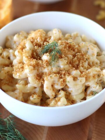 Protein Mac and Cheese in a bowl.