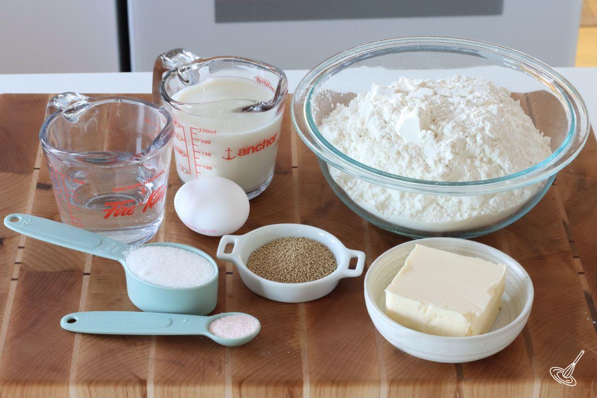 Ingredients to make Snowflake Dinner Rolls
