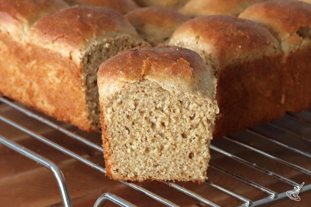 Einkorn Dinner Rolls on a cooling rack.
