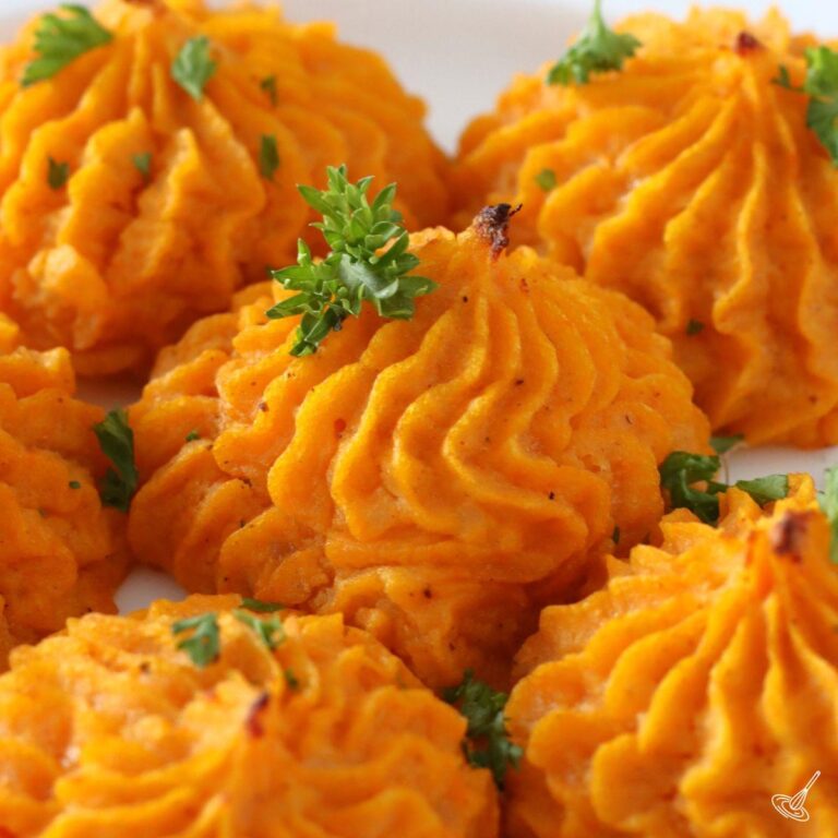 Duchess Sweet Potatoes on a plate.