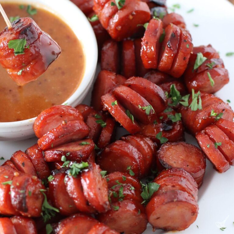 Maple BBQ Hasselback Kielbasa Bites