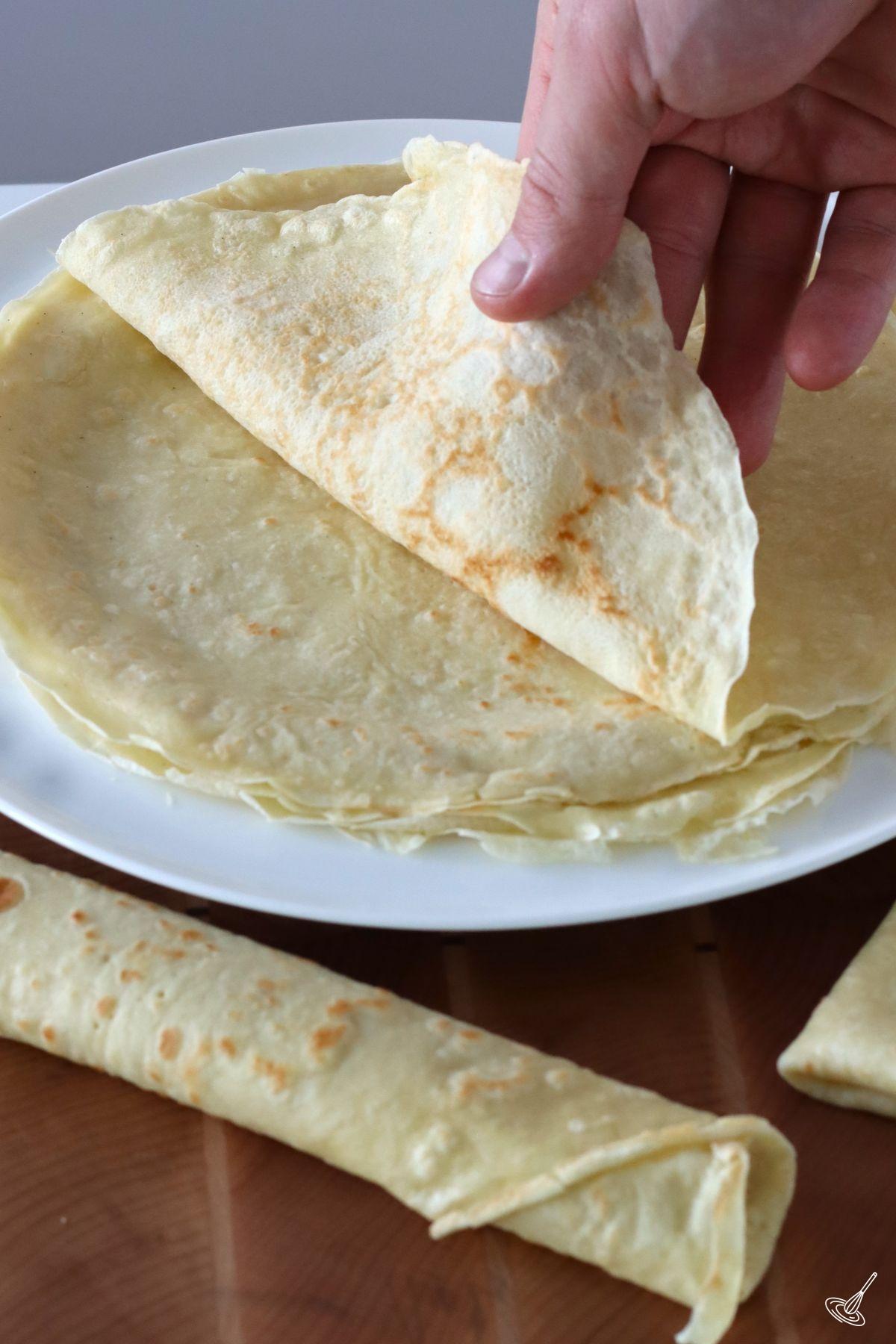 Stack of cooked Pâte à Crêpes.