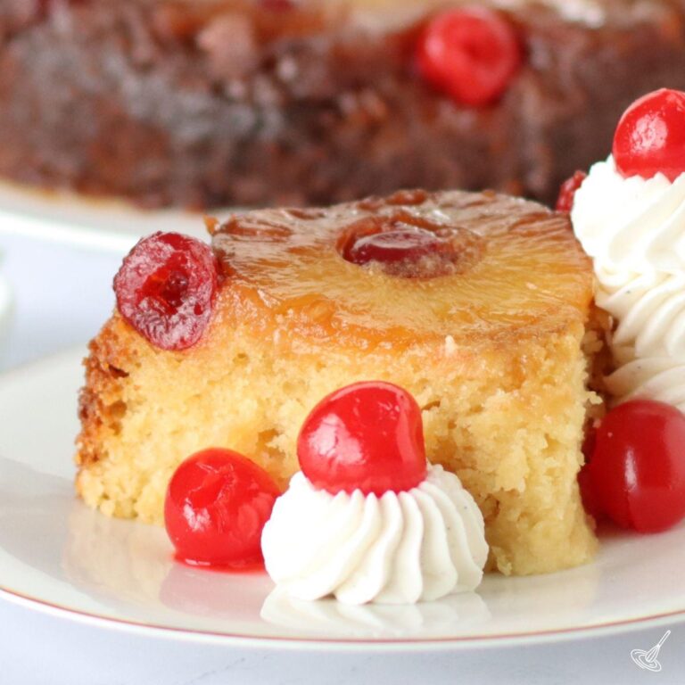 Crockpot Pineapple Upside Down Cake slice