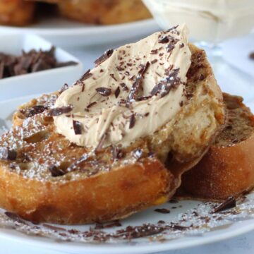 Tiramisu French Toast on a plate.