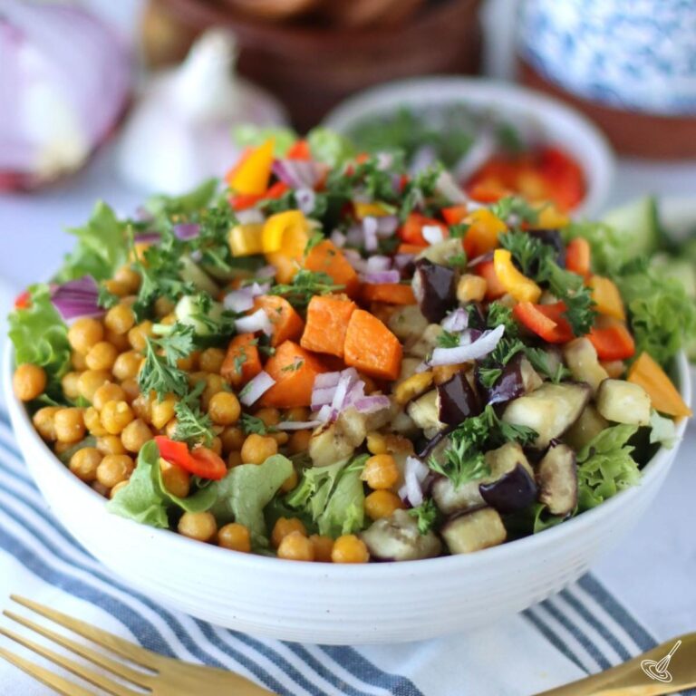 Sweet Potato Aubergine & Tahini Salad