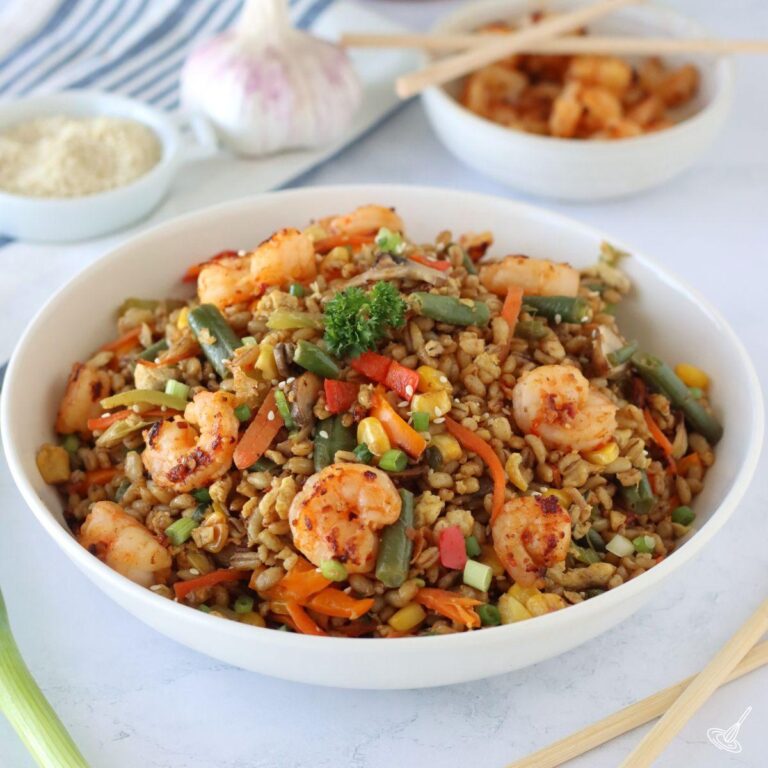 Barley Fried Rice in a serving bowl.