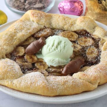 Banana Chocolate Galette on a plate.
