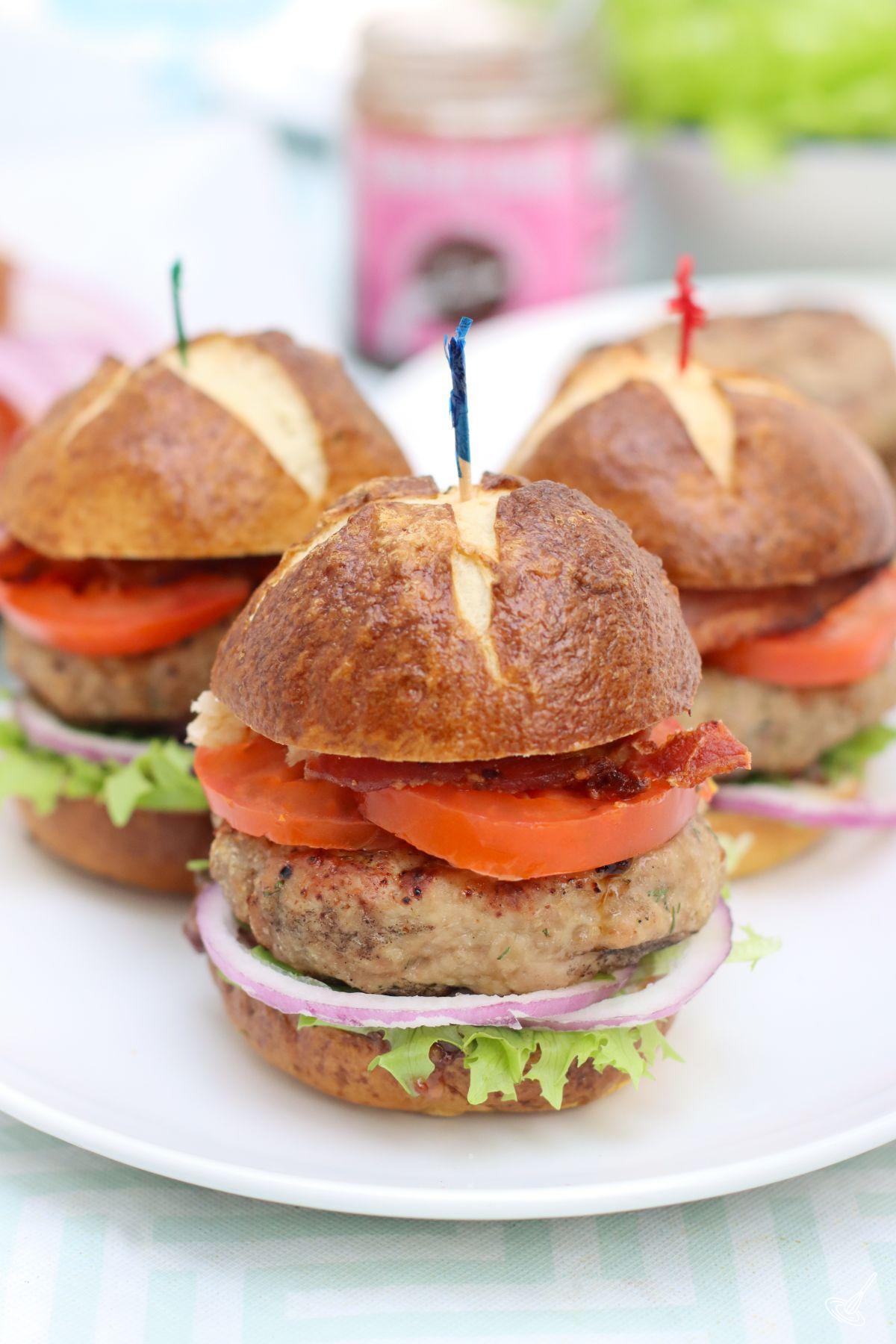 Turkey Burger Sliders Recipe on a platter. 