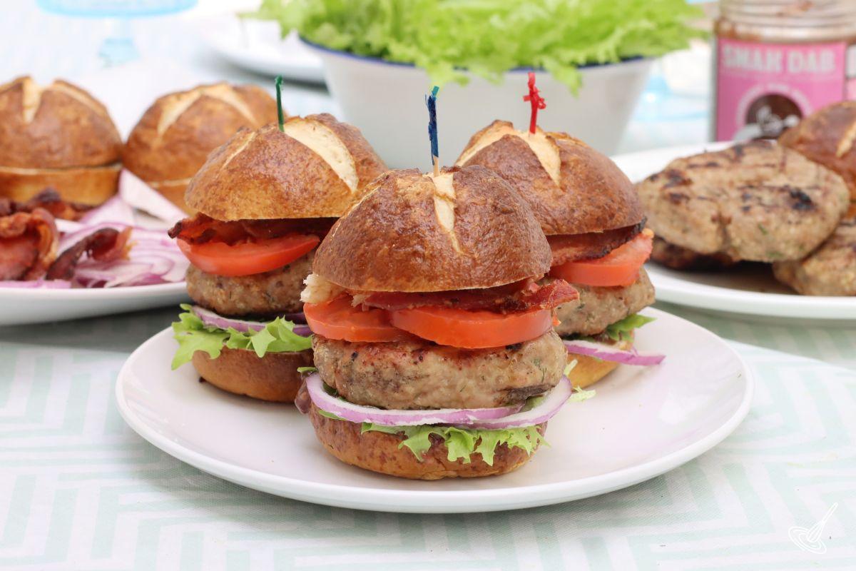Turkey Burger sliders recipe on a platter.