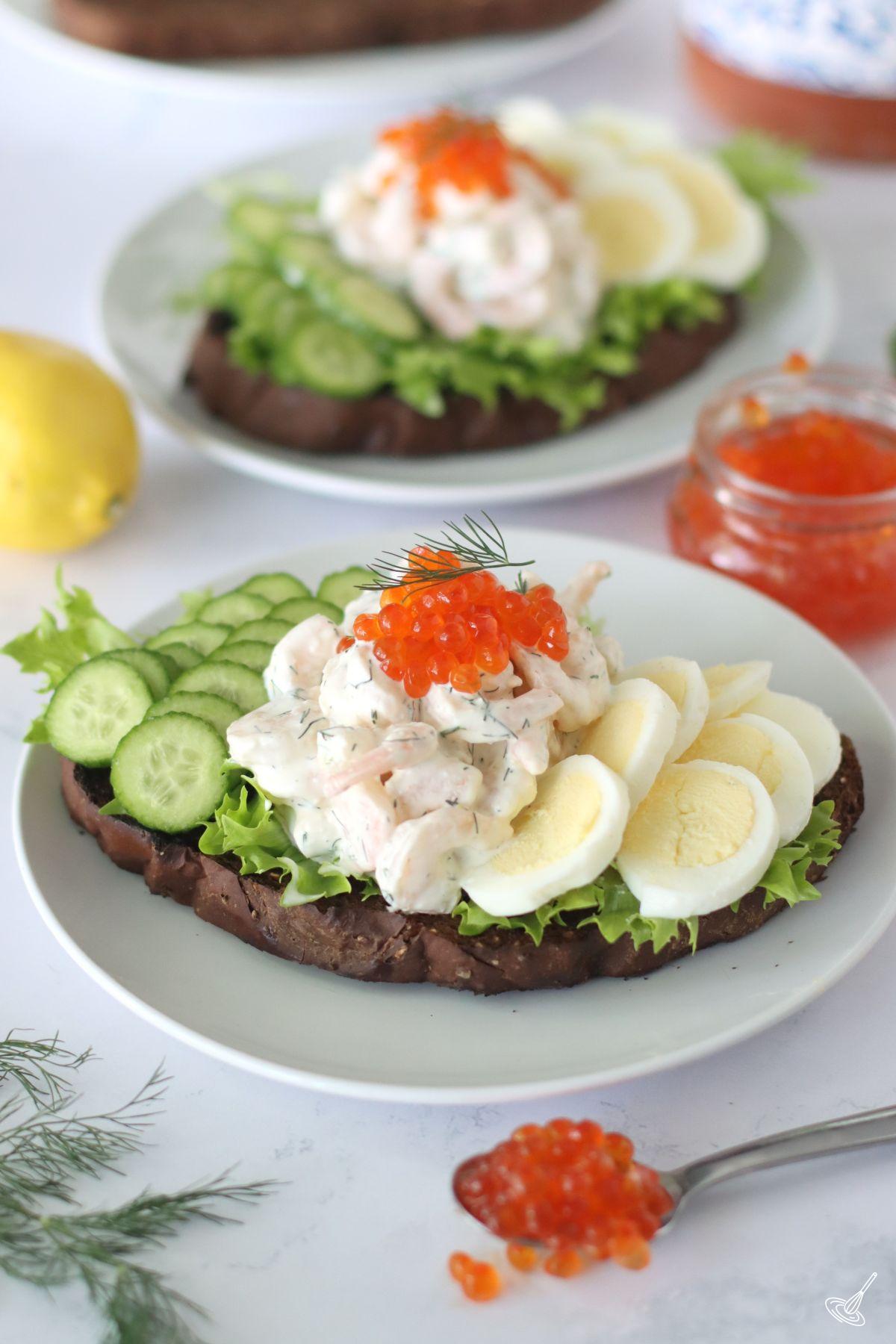 Swedish Shrimp Salad on a toast. 