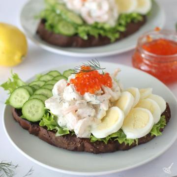 Swedish Shrimp Sandwich on a plate.